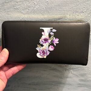 Floral Black J Wallet